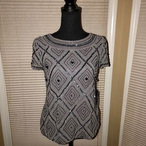 🆕Adrianna Papell Beaded Formal Blouse, NWT